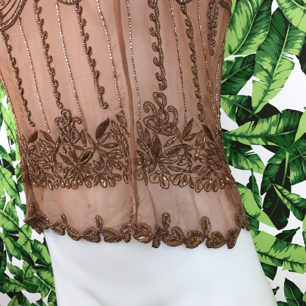 Calypso Christiane Celle Brown Sequined Silk Tank - Picture 2 of 6